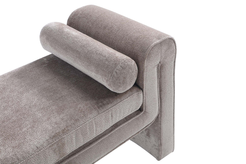 Banc d’appoint moderne glamour en chenille Concord, coloris colombe