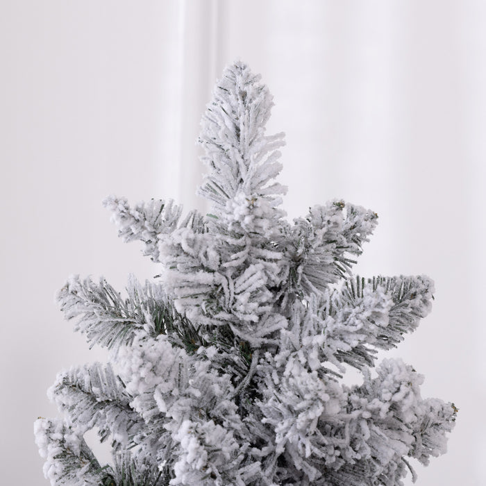 Homcom Arbre De Noel Artificiel Floque Enneige De 6 Pieds Avec Lumieres
