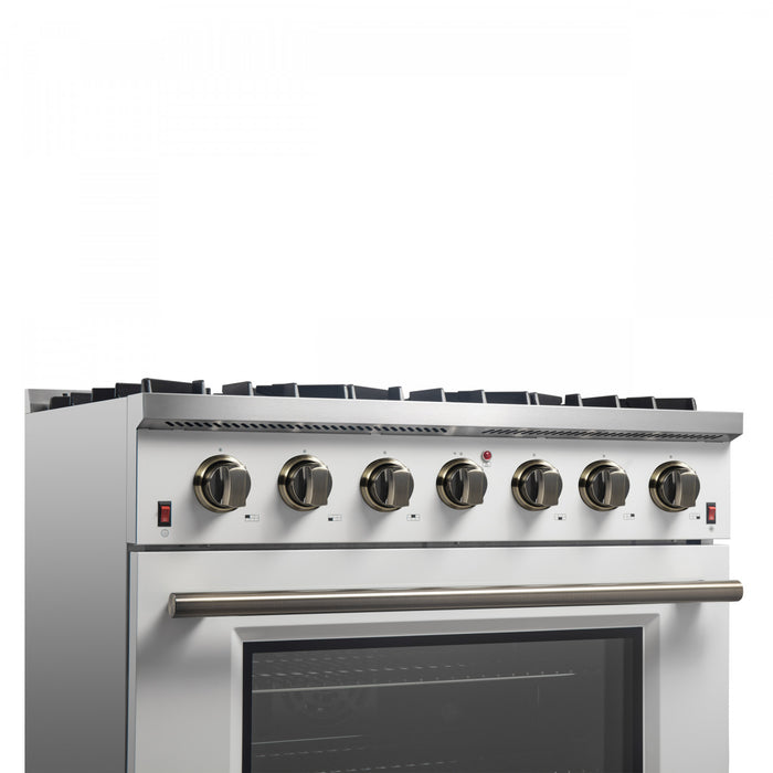 Cuisiniere a gaz Galiano de 36 po en blanc, 5,36 pi³ - FFSGS6244-36WHT