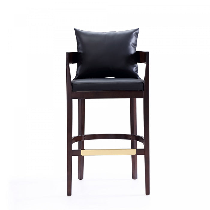Tabouret de bar en bois rembourre Ritz style milieu du siecle, noir – Lot de 2