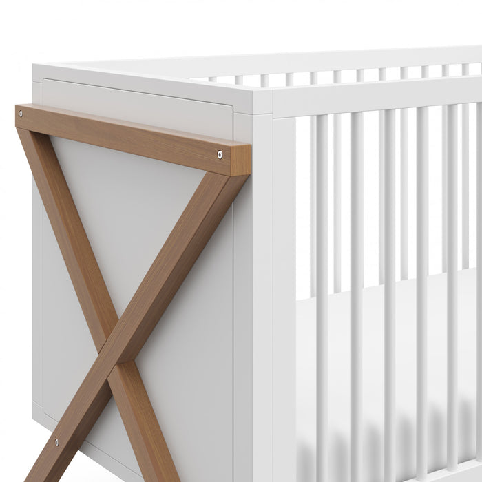 Storkcraft Equinox Lit de bebe convertible 3-en-1 - Blanc avec vintage bois clair