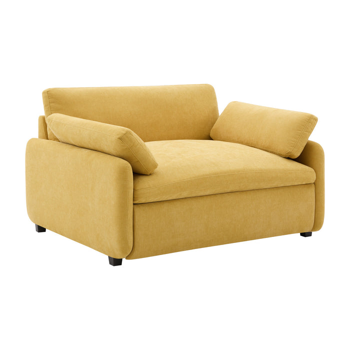 Fauteuil d’appoint surdimensionne Olivia avec coussins, jaune