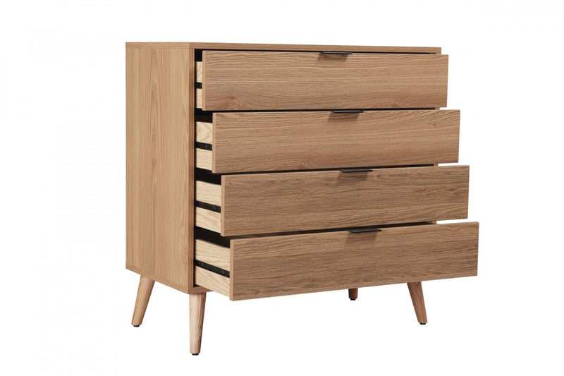 Commode Flashby Avec 4 Tiroirs - Faux Bois Naturel