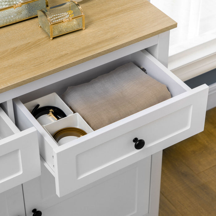 HOMCOM Buffet de rangement de cuisine avec tiroir, etagere reglable, blanc