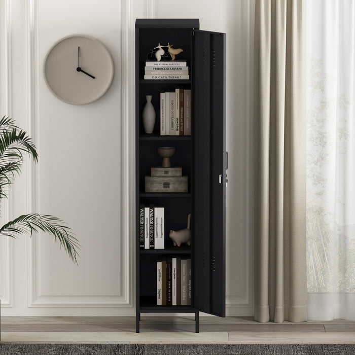 Armoire de rangement moderne Naomi 15\" en metal, noir