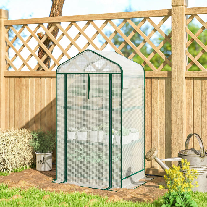 Outsunny Mini Serre avec Toit en Maille, Petite Serre Portable, Blanc