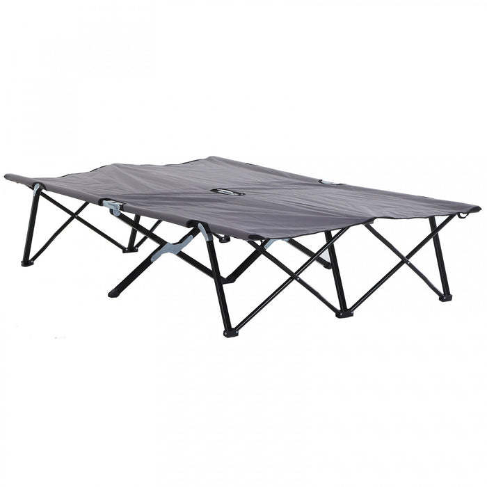 Outsunny Lit De Camping Pliant Pour Deux Personnes De 76 Po Avec Sac De Transport, Gris