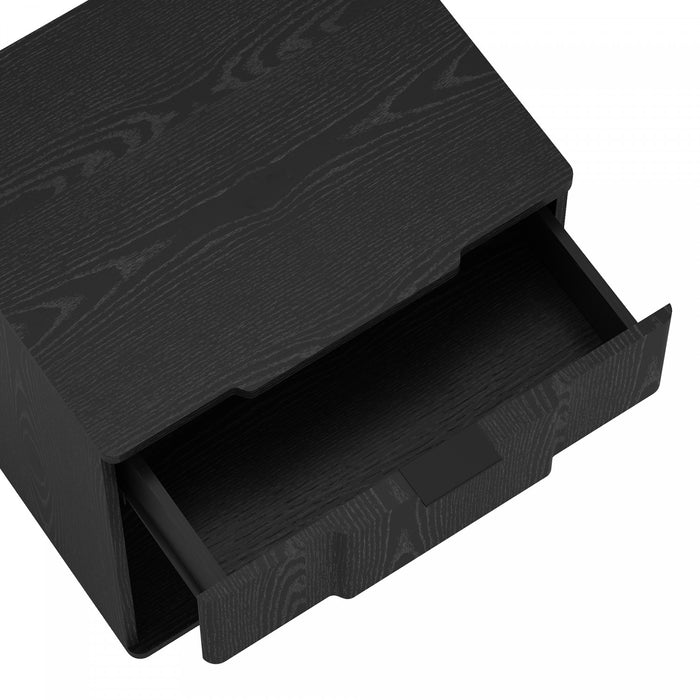 Table de nuit Clive style milieu du siecle 56 cm en noir (1 tiroir)