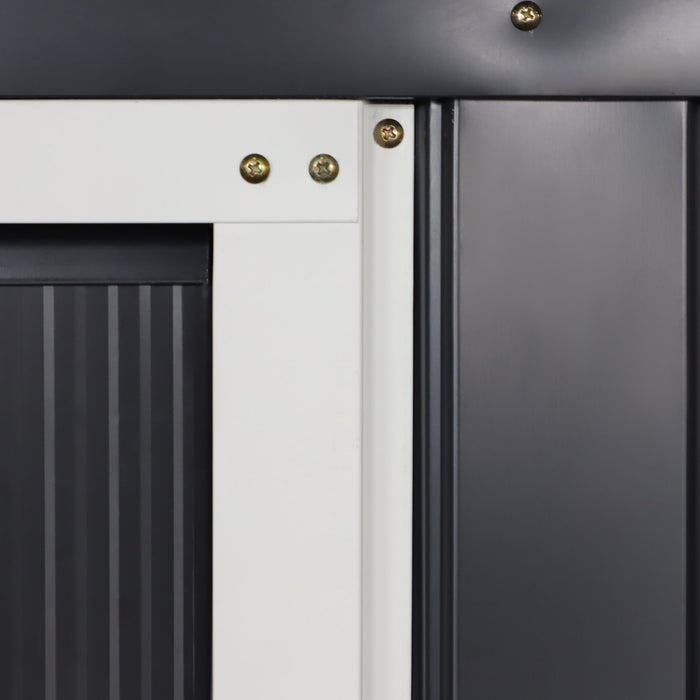 Outsunny 11,2 Pi X 12,5 Pi Remise A Outils De Rangement Pour Jardin A L'arriere, Porte Coulissante Double, 4 Fentes De Ventilation, Gris