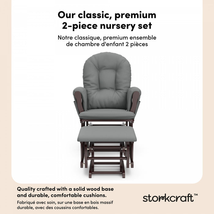 Storkcraft Hoop Fauteuil bercant et pouf - Espresso avec gris
