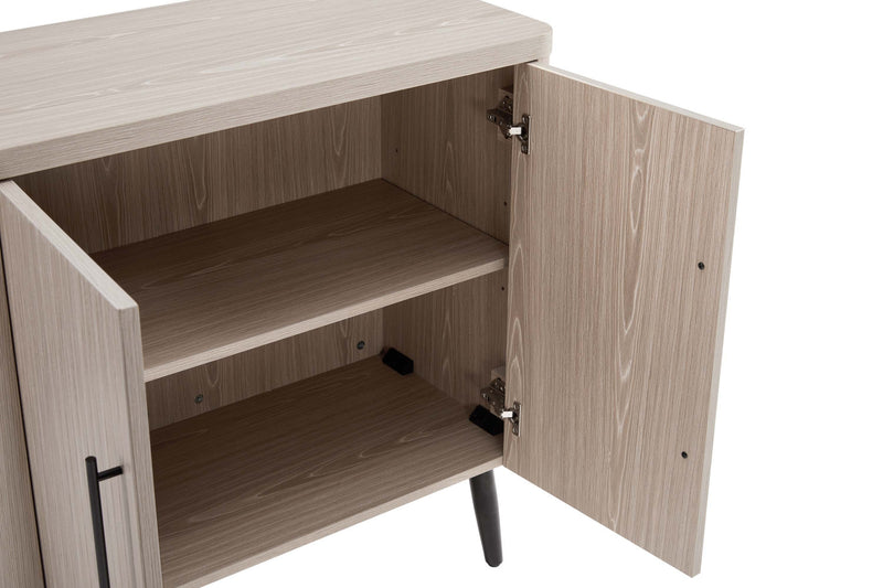 Jodie – Cabinet d’appoint cannele style milieu du siecle de 31\" en chene blanchi