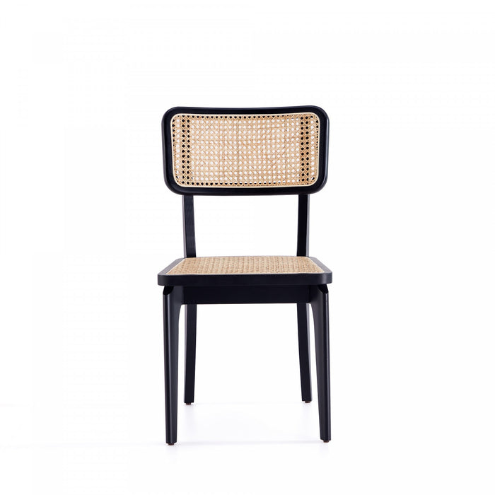 Chaise de salle a manger Giverny Industry Chic en bois noir et naturel - Lot de 4