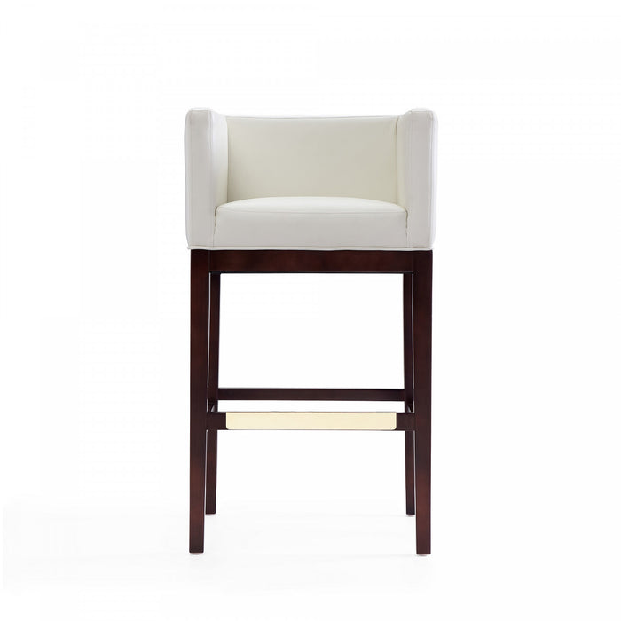 Tabouret de bar Kingsley style Mid-Century Modern en bois et tissu ivoire - Lot de 2