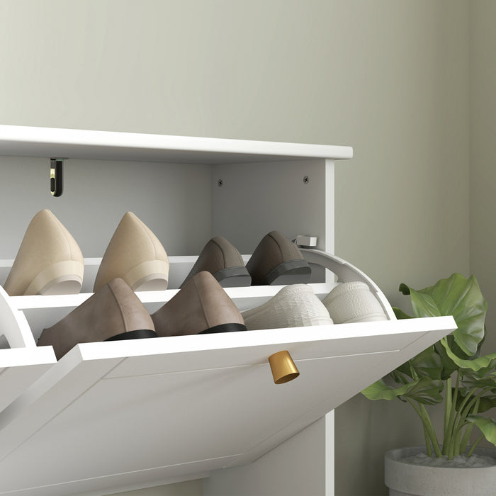 Armoire a chaussures avec 4 tiroirs rabattables, blanc