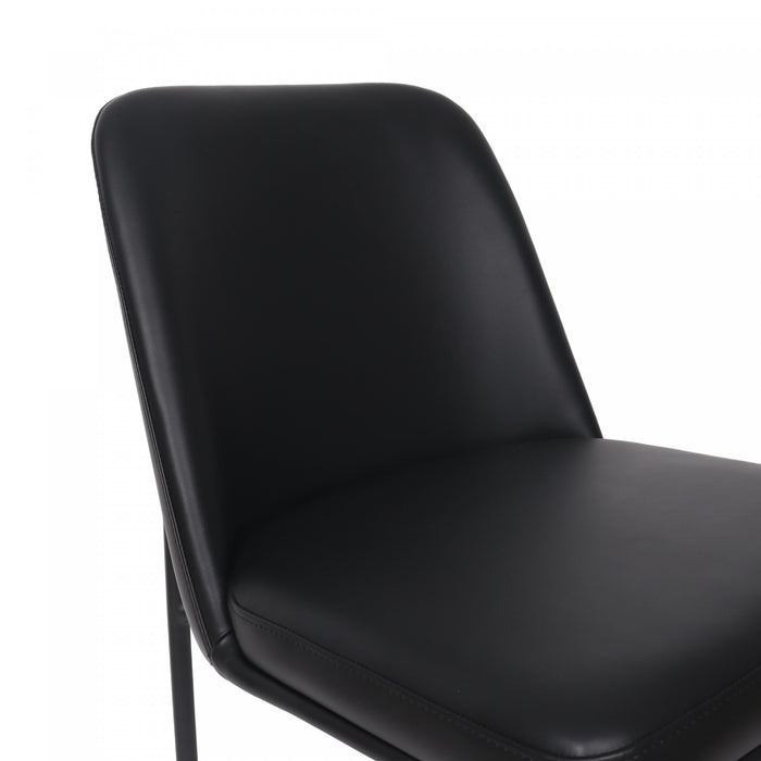 Chaise laterale contemporaine Loft en cuir vegetalien et metal noir - Lot de 2
