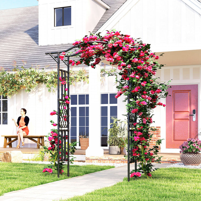 Outsunny Arche de Jardin avec Sommet Releve, Treillis Exterieur, Noir