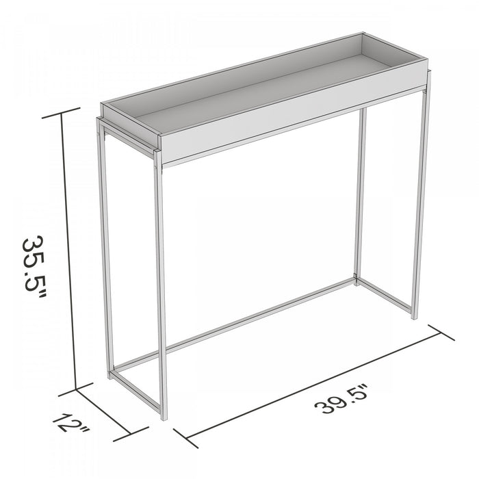 Console moderne de 40 po avec plateau encastré - taupe foncé avec métal noir