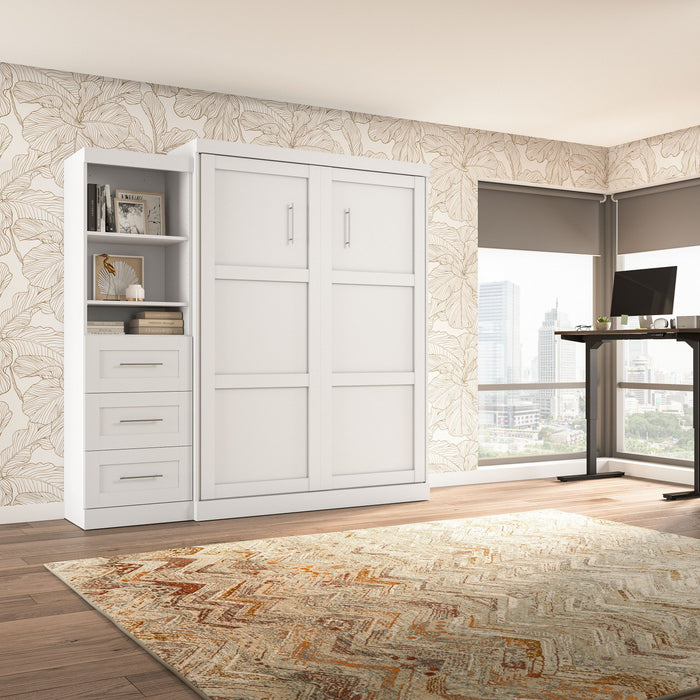 Grand lit escamotable mural Pur de Bestar de 90 po avec tablettes et tiroirs