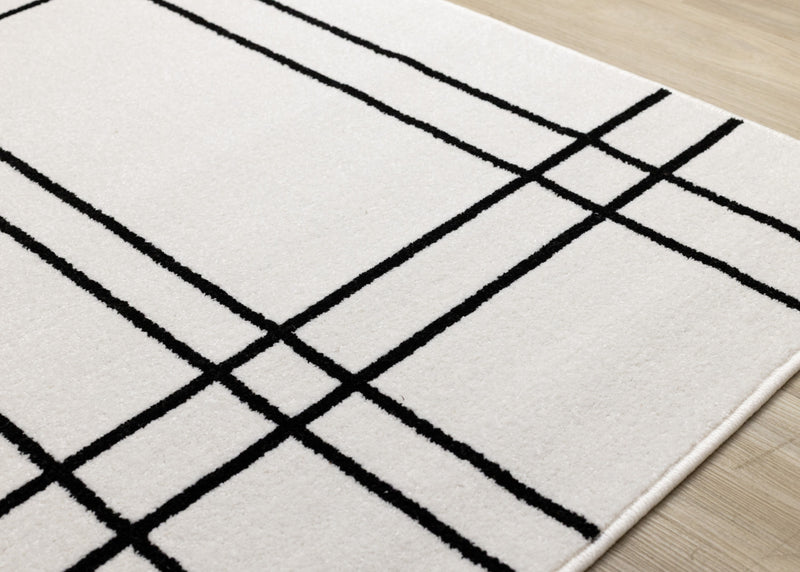 Tapis Covington a carreaux gris et blanc, 5'3\" x 7'7\"