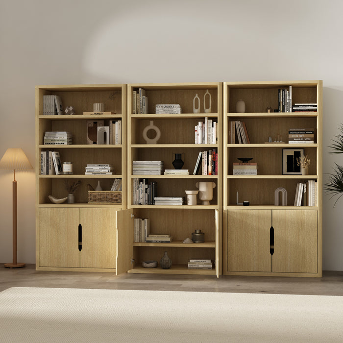 Armoire bibliotheque moderne Rivington 40\" en chene naturel - Ensemble de 3