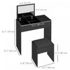 HOMCOM Vanity Set with Mirror and Cushioned Stool for Bedroom