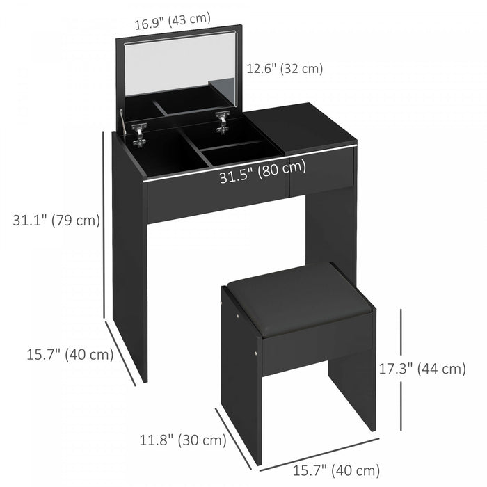 HOMCOM Ensemble de coiffeuse avec miroir et tabouret pour chambre a coucher