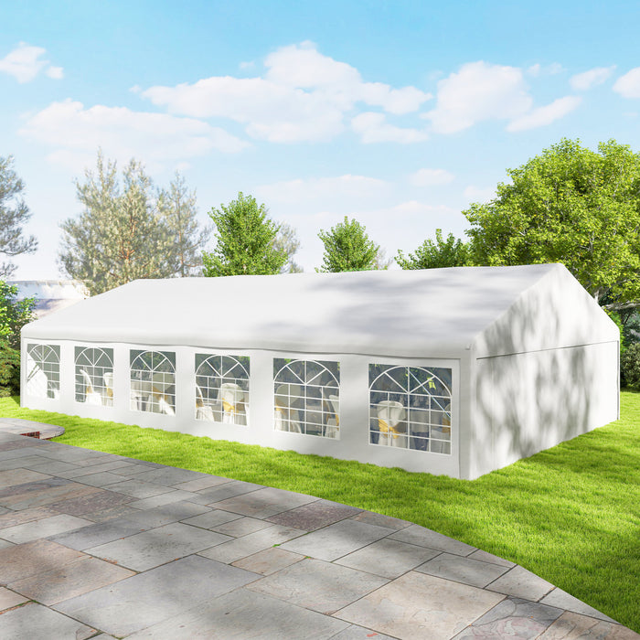 Outsunny Tente de mariage robuste 23' x 39' avec parois laterales, blanc