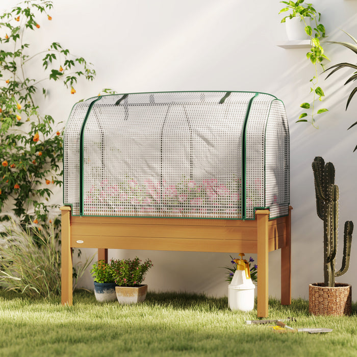 Outsunny Jardiniere surelevee avec housse en PE, Sable
