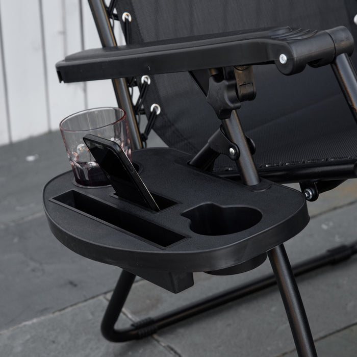 Chaise Longue Pliable 2 Pieces Outsunny Avec Auvent, Noire