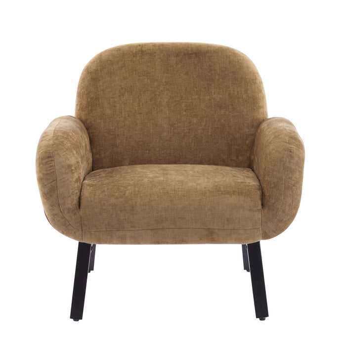 Audrey Fauteuil d’appoint ergonomique en bois massif avec revetement en tissu, kaki