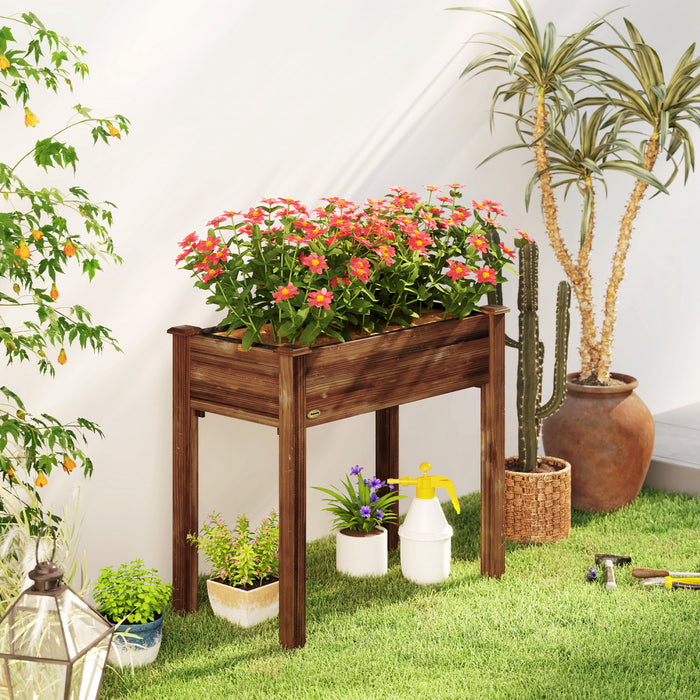 Outsunny Bac de Jardin Sureleve en Bois, Jardiniere Elevee avec Pieds