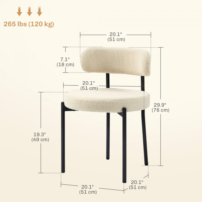 HOMCOM Lot de 2 Chaises de Cuisine avec Pieds en Acier, Beige