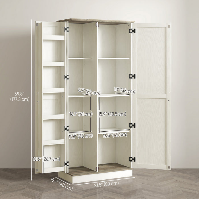 HOMCOM Meuble de rangement de cuisine de 70\" de haut avec etageres, creme