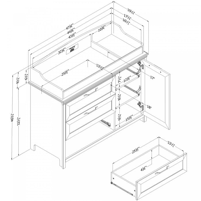 Daisie Table A Langer Avec Pourtour Amovible - Blanc Solide