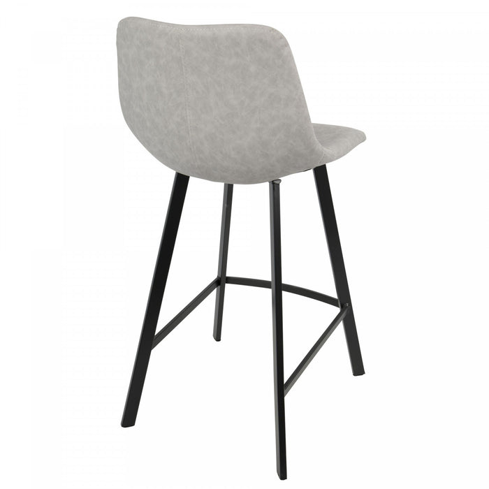 Tabouret industriel Outlaw de hauteur comptoir en similicuir gris - ensemble de 2