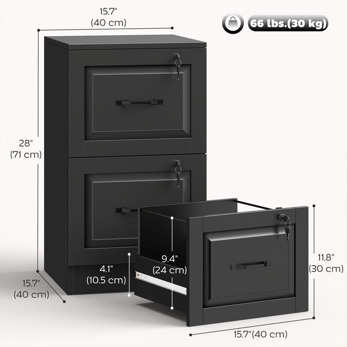 HOMCOM Classeur Vertical a 2 Tiroirs avec Serrure, Noir