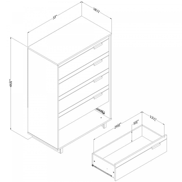 Noah Commode 5 tiroirs Chêne blanchi, de Meubles South Shore