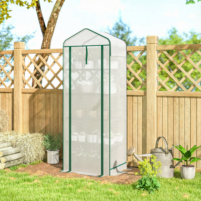 Outsunny Mini Serre avec Toit en Maille, Petite Serre Portable, Blanc