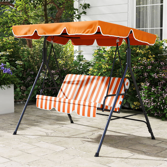 Outsunny Balancoire De Patio 3 Places Avec Auvent Reglable, Orange