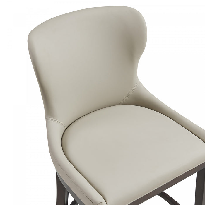 Tabouret de bar Blair moderne en bois avec revetement en tissu coloris pierre