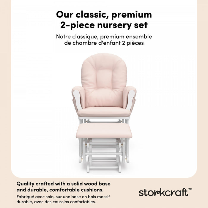Storkcraft Hoop Fauteuil bercant et pouf - Blanc avec pink