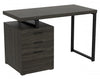 Bureau d’ordinateur de 47 po avec 3 tiroirs - bois gris foncé avec base en métal argenté