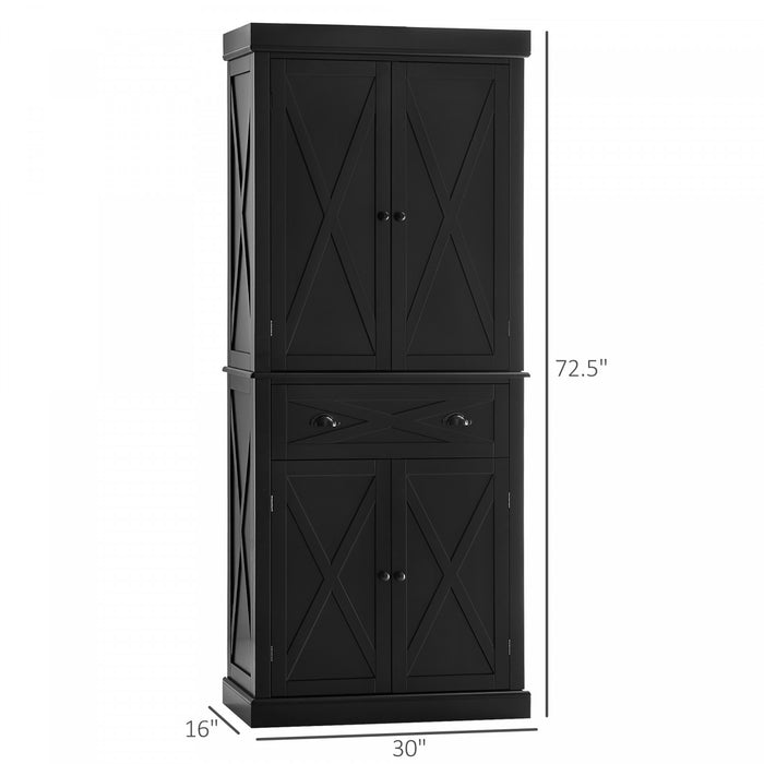 HOMCOM Garde-Manger Buffet Autoportant 4 Portes Noir