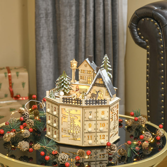 Homcom Calendrier De L'avent De Noel, Table Lumineuse Decoration De Noel
