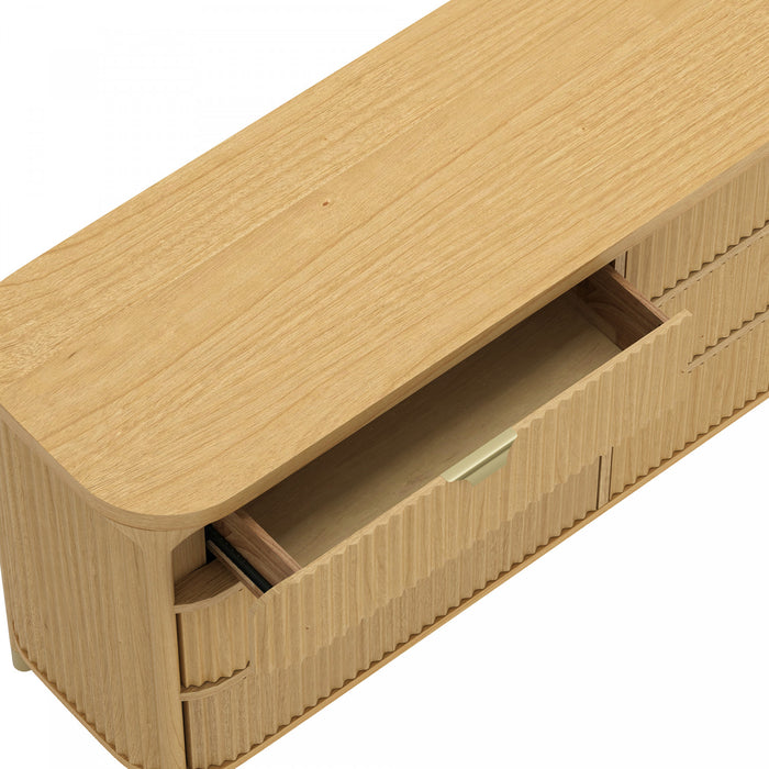 Commode contemporaine Park 68\" en bois naturel (6 tiroirs)