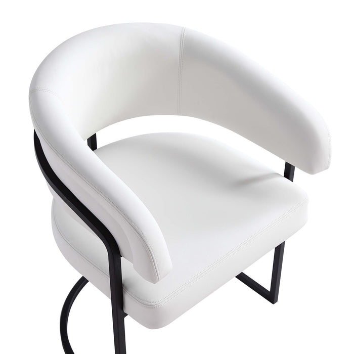 Chaise de salle a manger moderne Augusta en metal et cuir vegetalien blanc