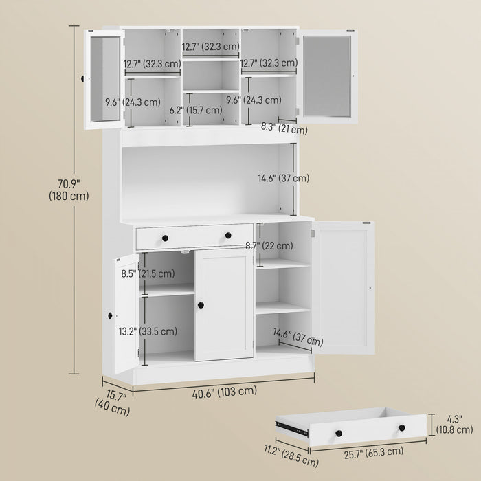 HOMCOM Meuble de rangement avec eclairage LED, port USB, blanc