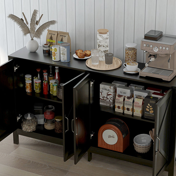 HOMCOM Armoire de Rangement, Buffet avec Porte de Grange, Chene Noir