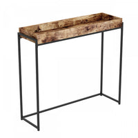 Console moderne de 40 po avec plateau encastré - bois recyclé brun avec métal noir