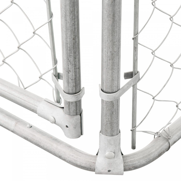 Pawhut Chenil D'exterieur Pour Chien En Metal, Enclos Niche Parc Pour Animaux De Compagnie Avec Serrure En Acier, Parois Laterales En Maille Et Toit, Cour Et Le Patio, 9,8' X 9,8' X 7,7'